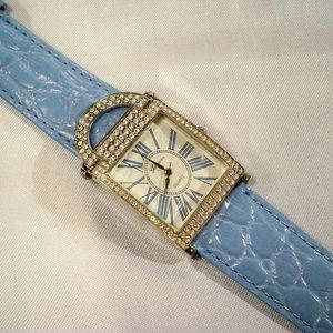 NEW Genevex Rhinestones Pastel Blue Band Watch